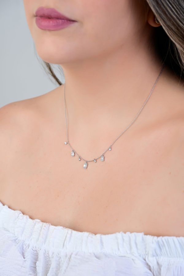 Rectangular Shape Cluster Choker Necklace - Image 2